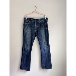 Polo Ralph Lauren Men's 35x30 Blue Bootcut Jeans Distressed Hem 100% Cotton